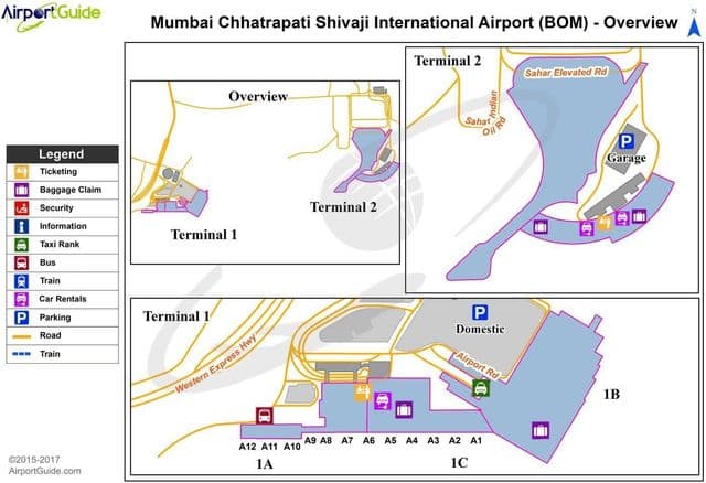 Mapa de la terminal del aeropuerto de Bombay