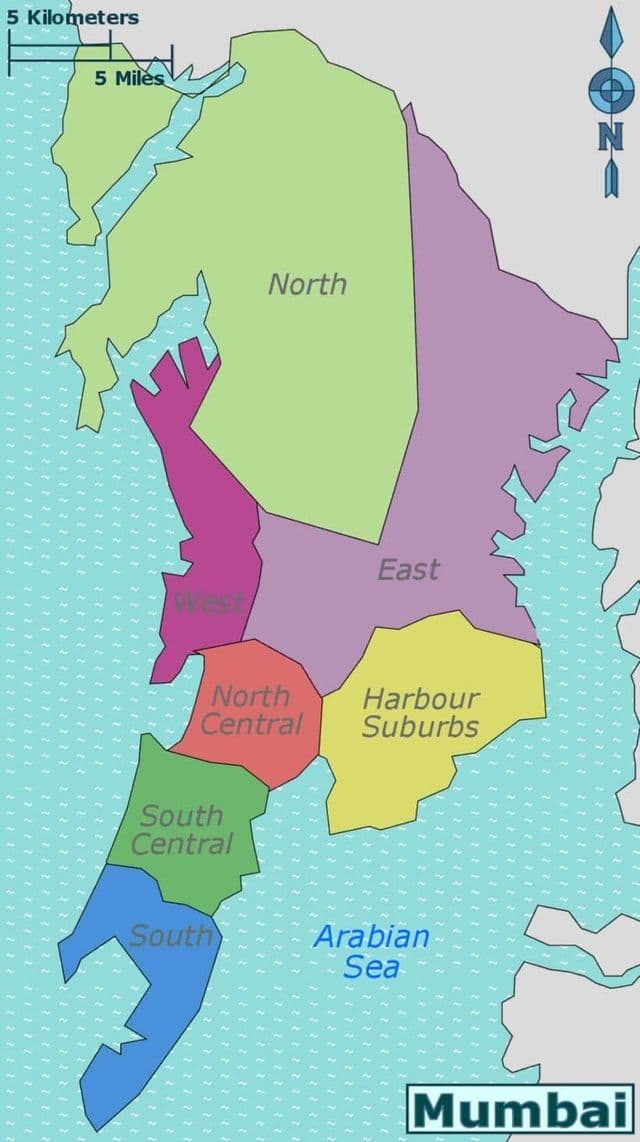 Mapa de los barrios de Mumbai - Bombay