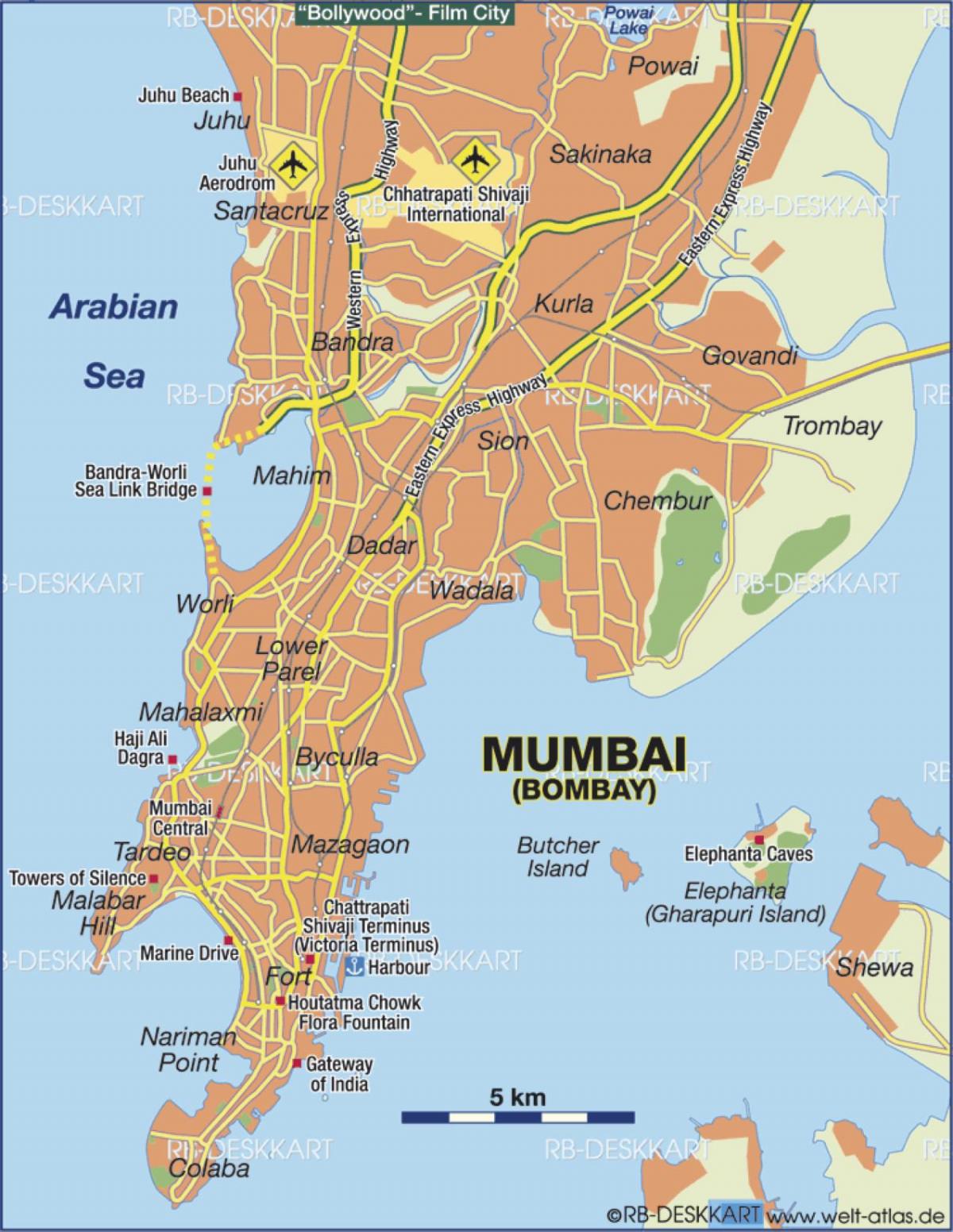 Mapa de los aeropuertos de Mumbai - Bombay