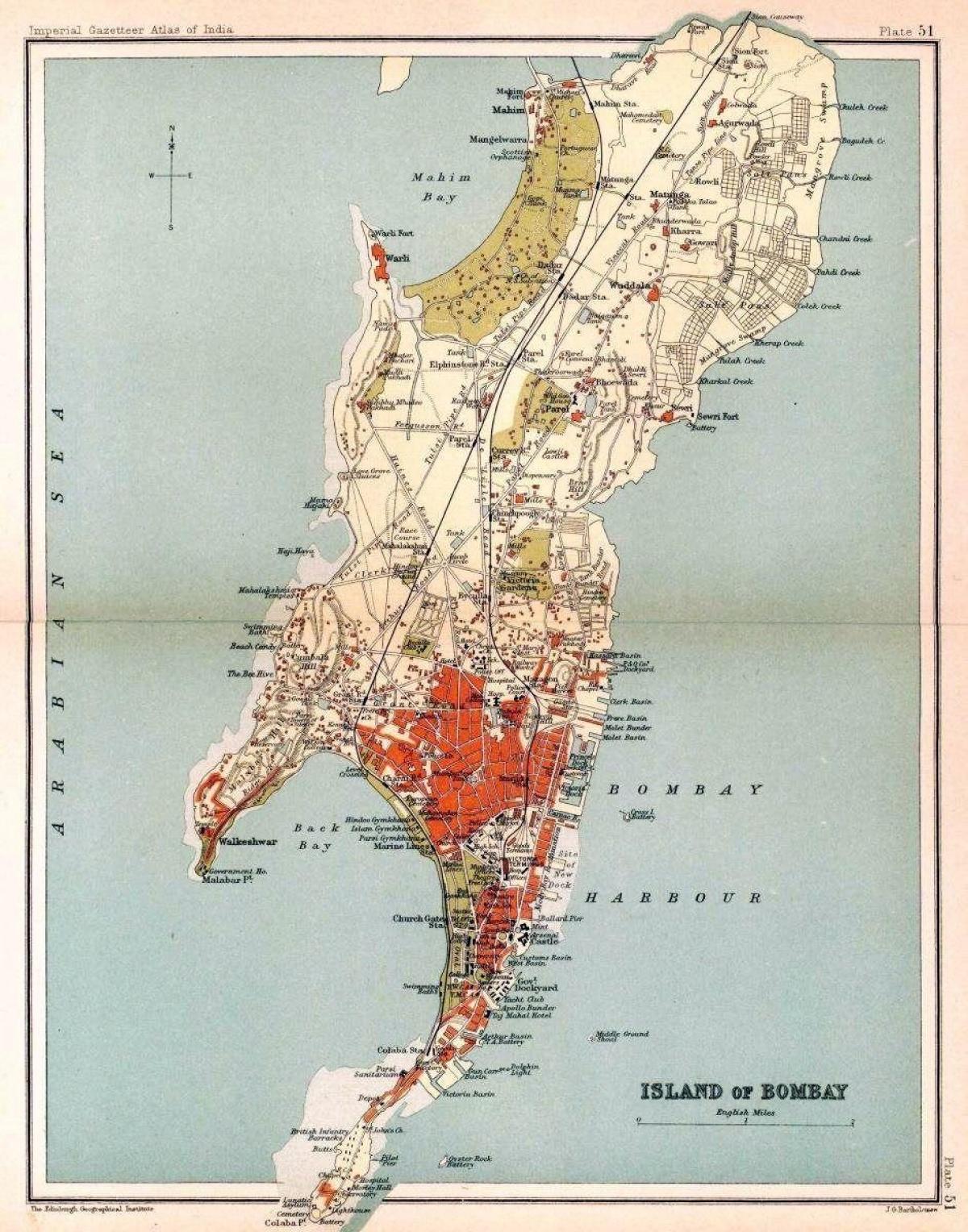 Mapa histórico de Mumbai - Bombay