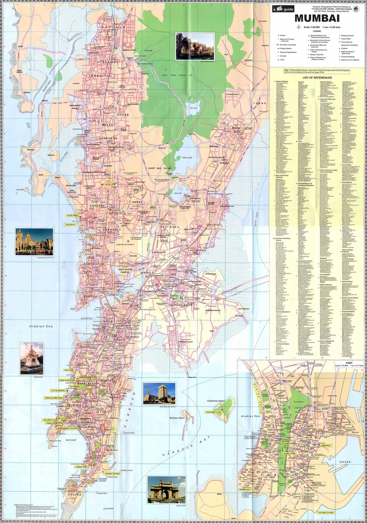 Mapa del centro de Mumbai - Bombay