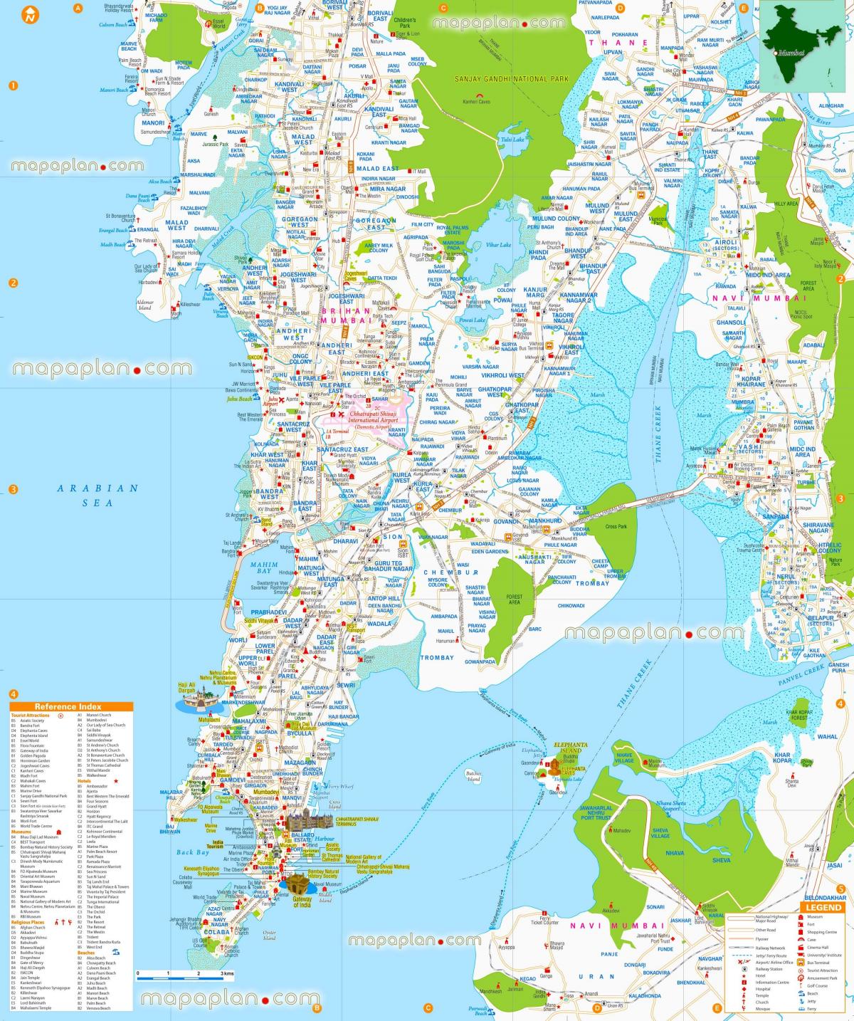 Mapa turístico de Mumbai - Bombay