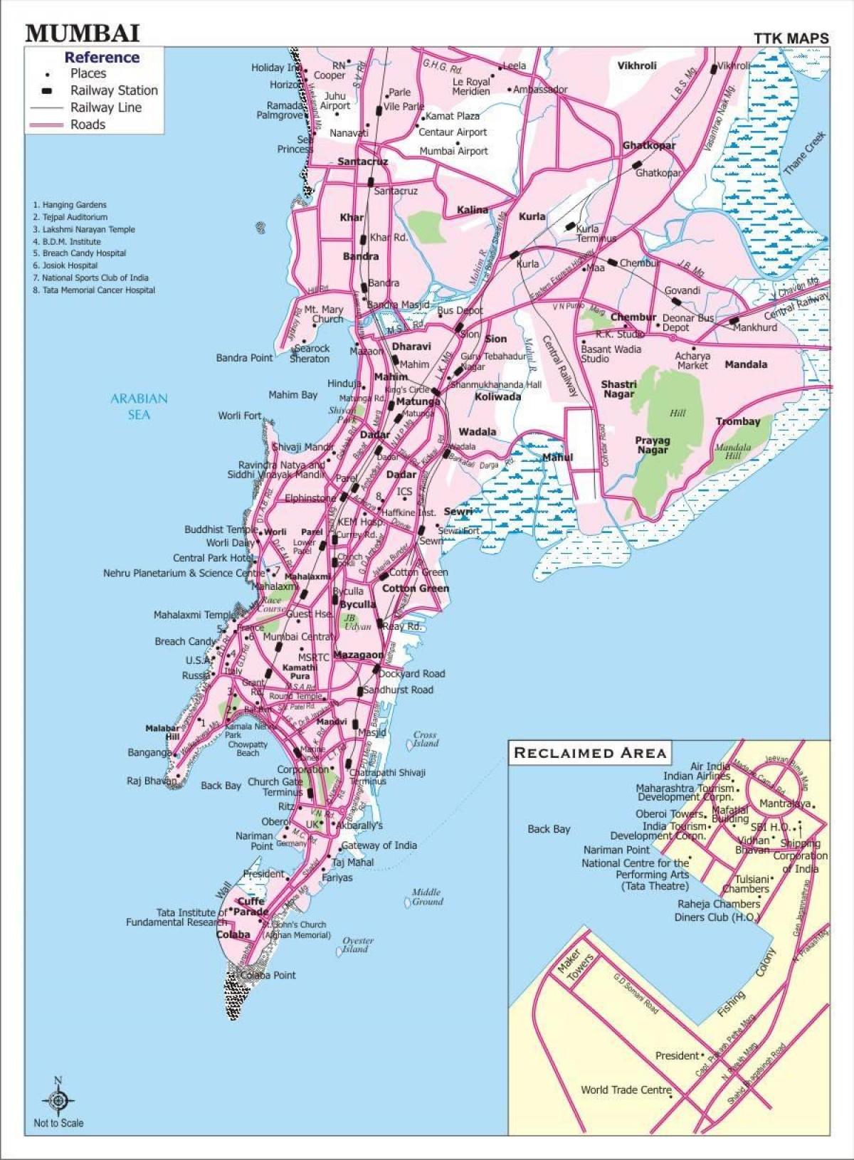 Mapa de transporte de Mumbai - Bombay